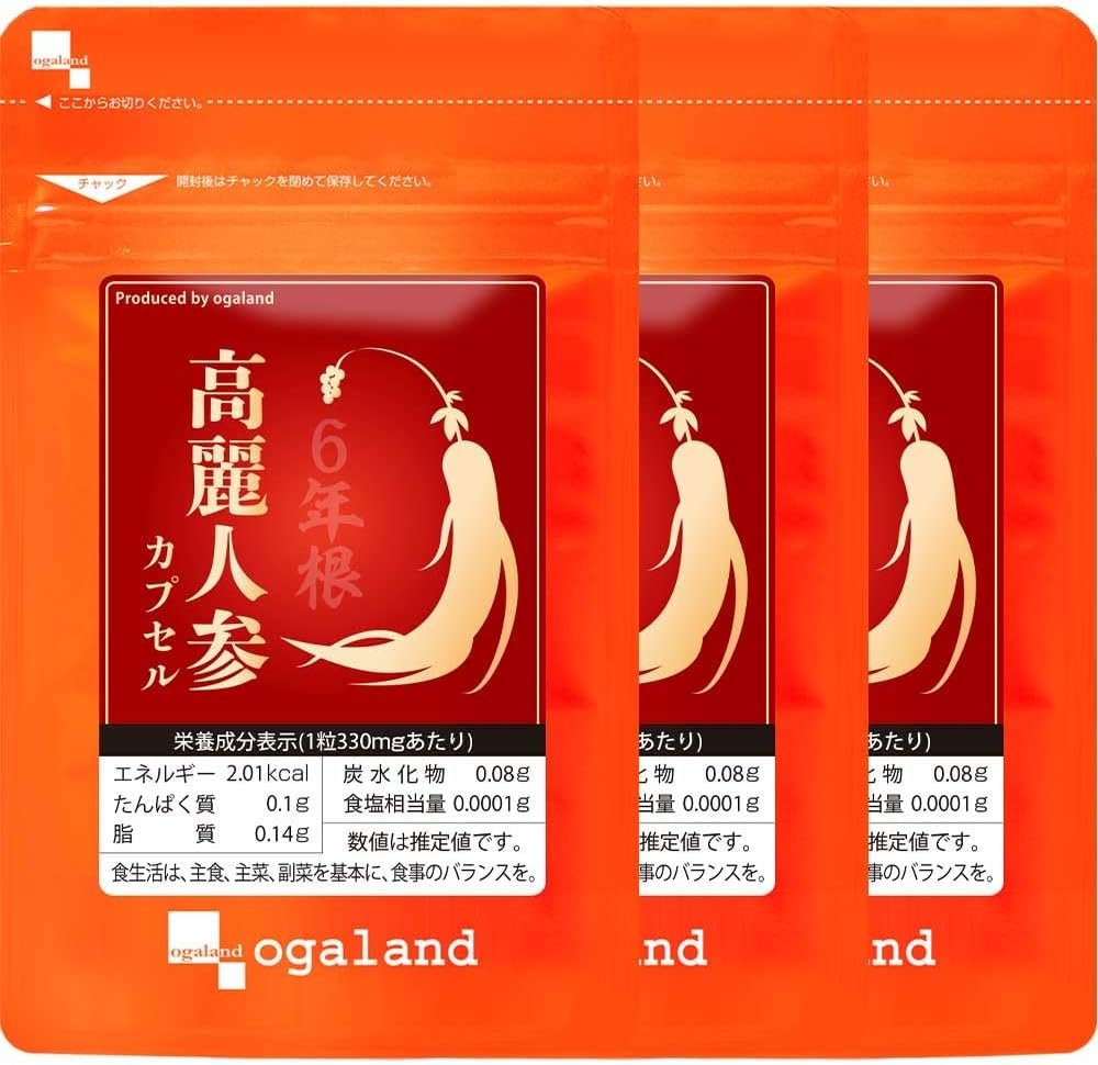 ogaland Korean ginseng (180 tablets / approx. 3 months supply) 6-year-old roots (fermented Korean ginseng extract powder 25.5mg / Korean ginseng powder (red ginseng) 20mg) Evening primrose oil
